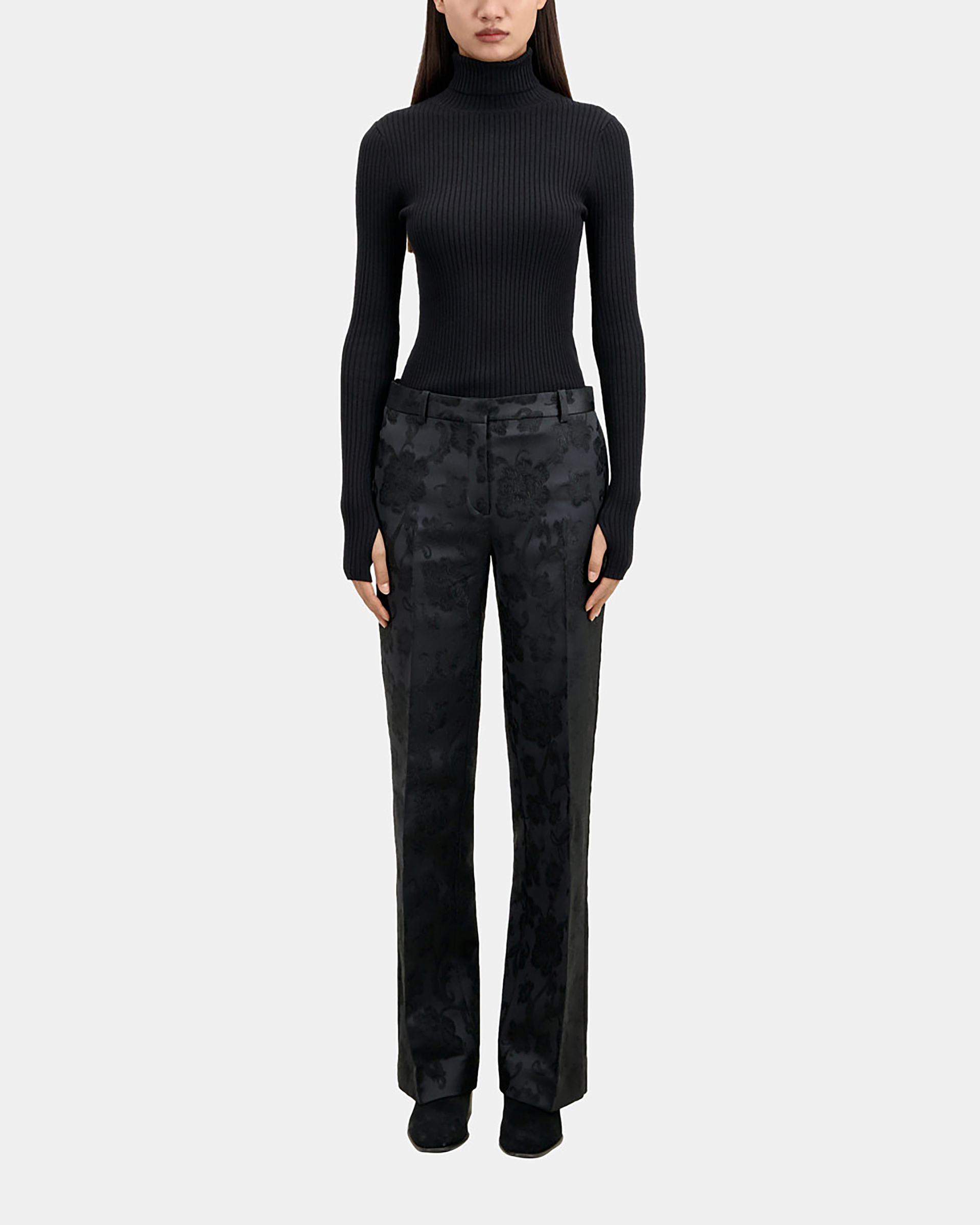 Black floral suit trousers