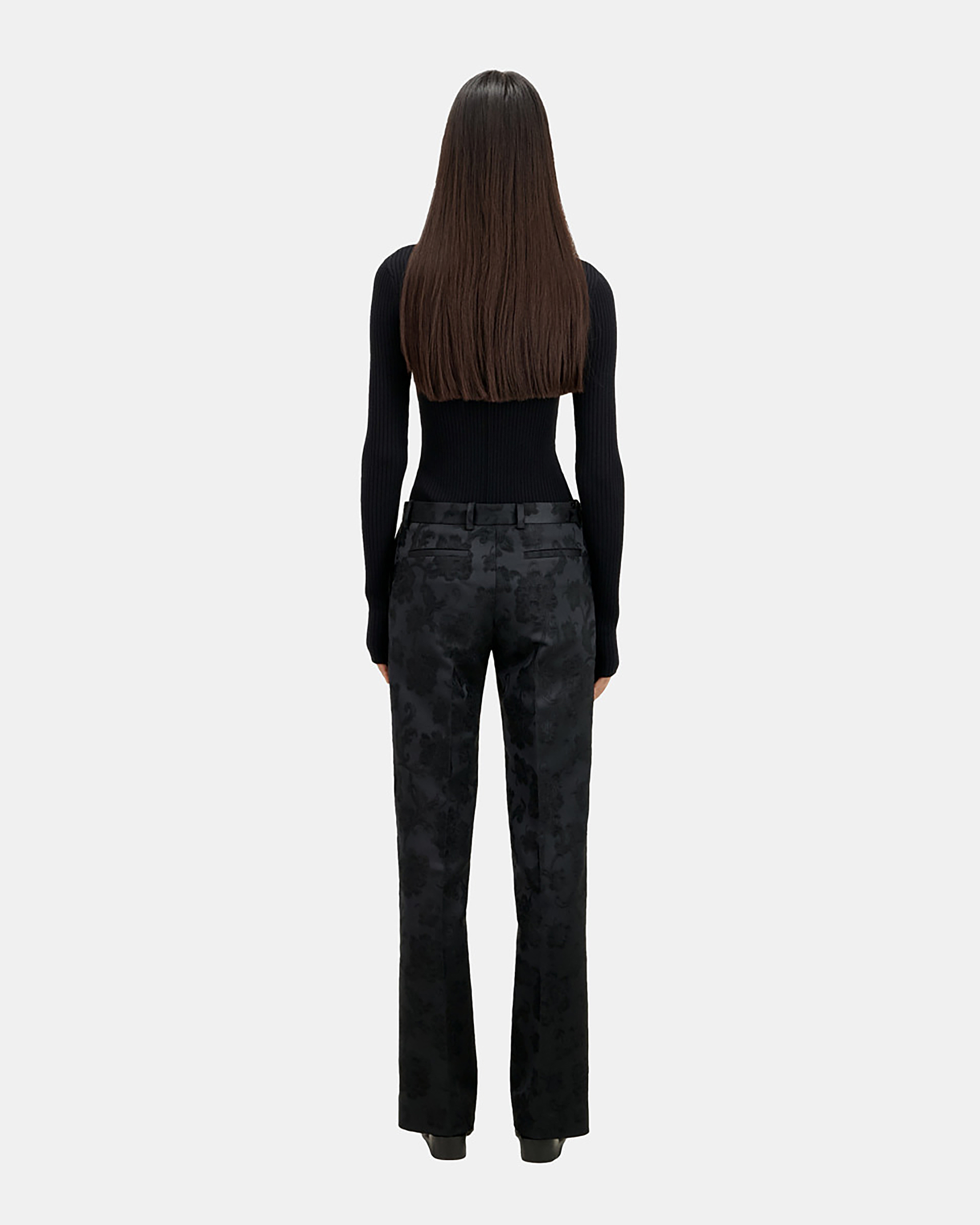 Black floral suit trousers