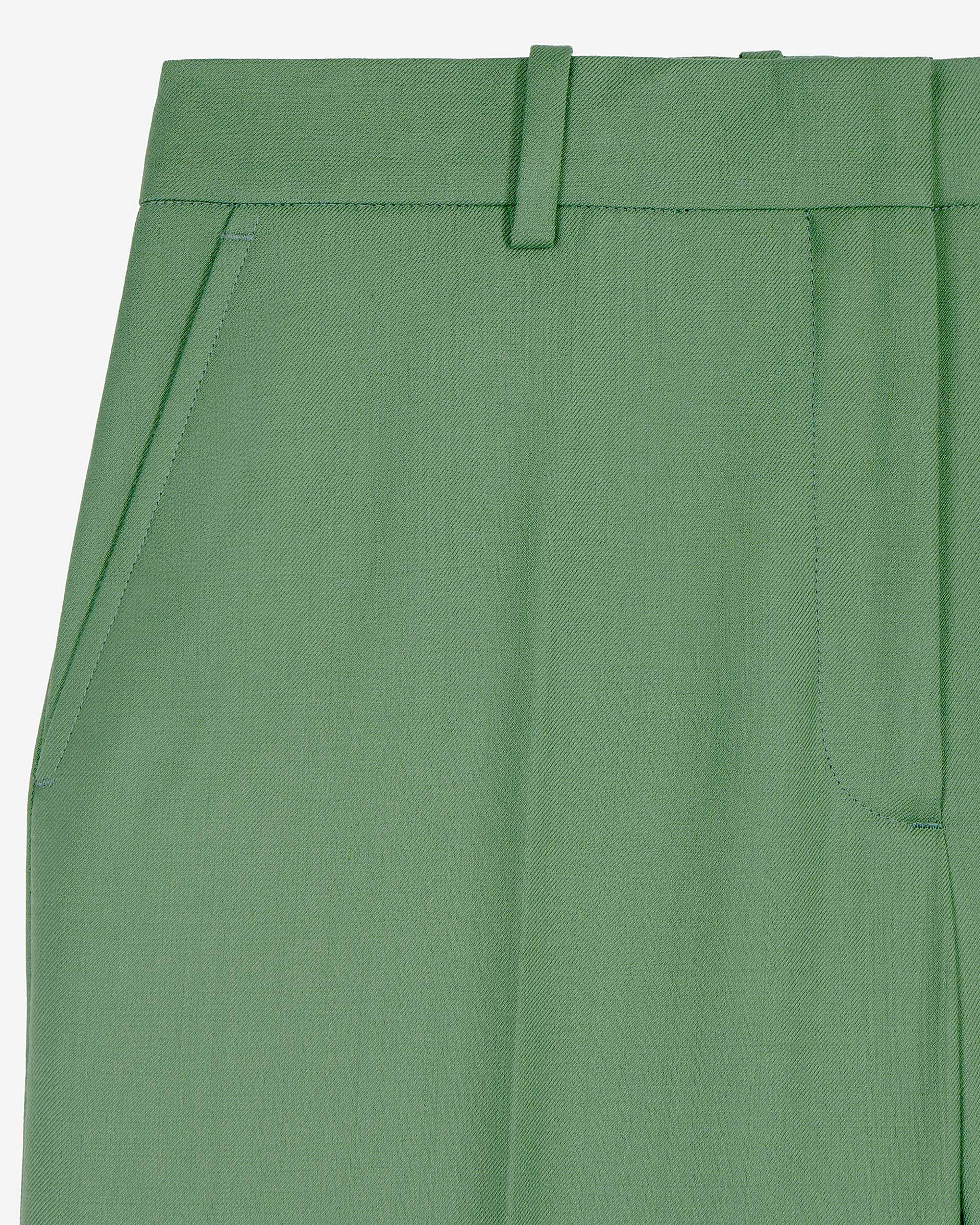 Green wool suit trousers