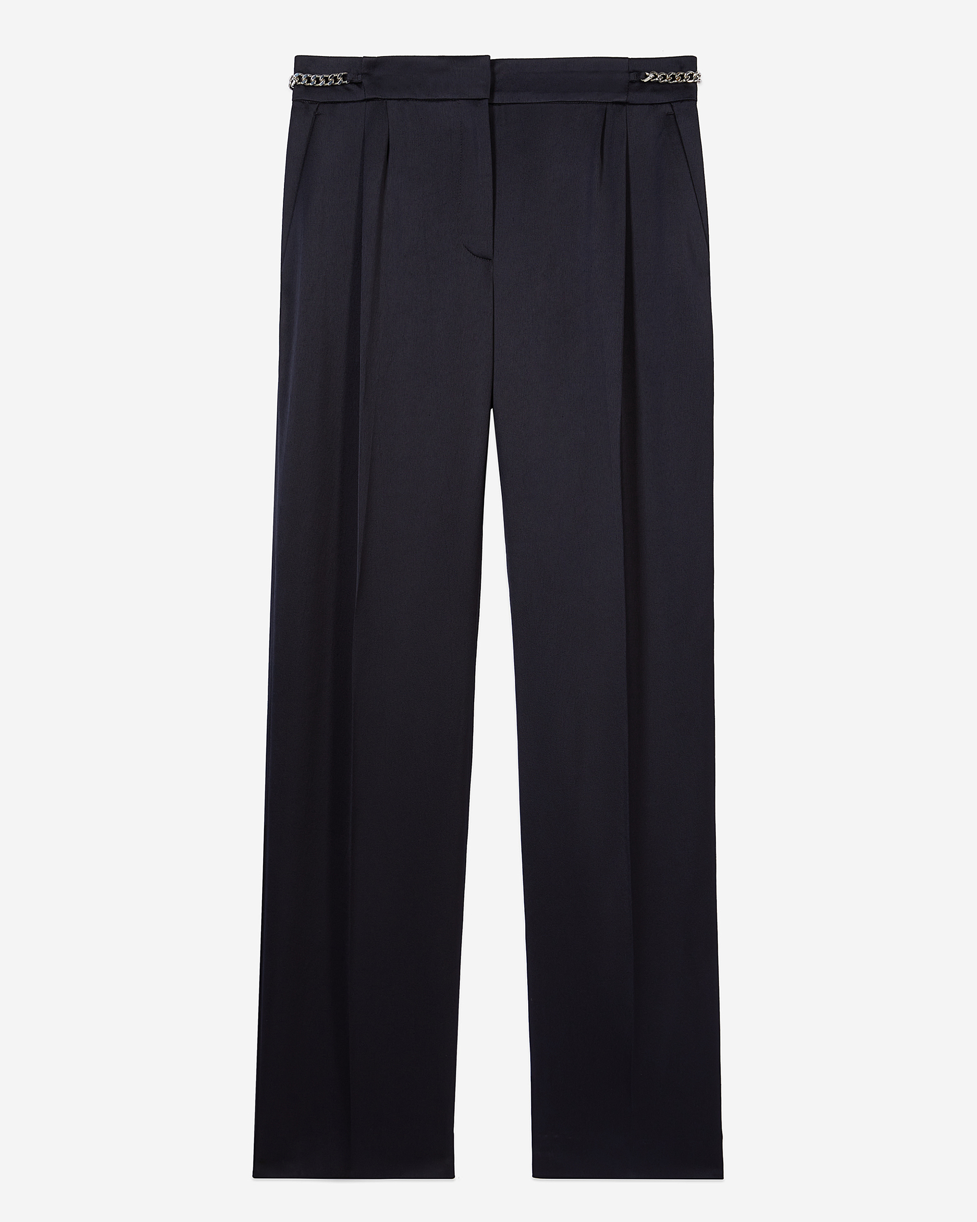 Navy blue trousers with chains