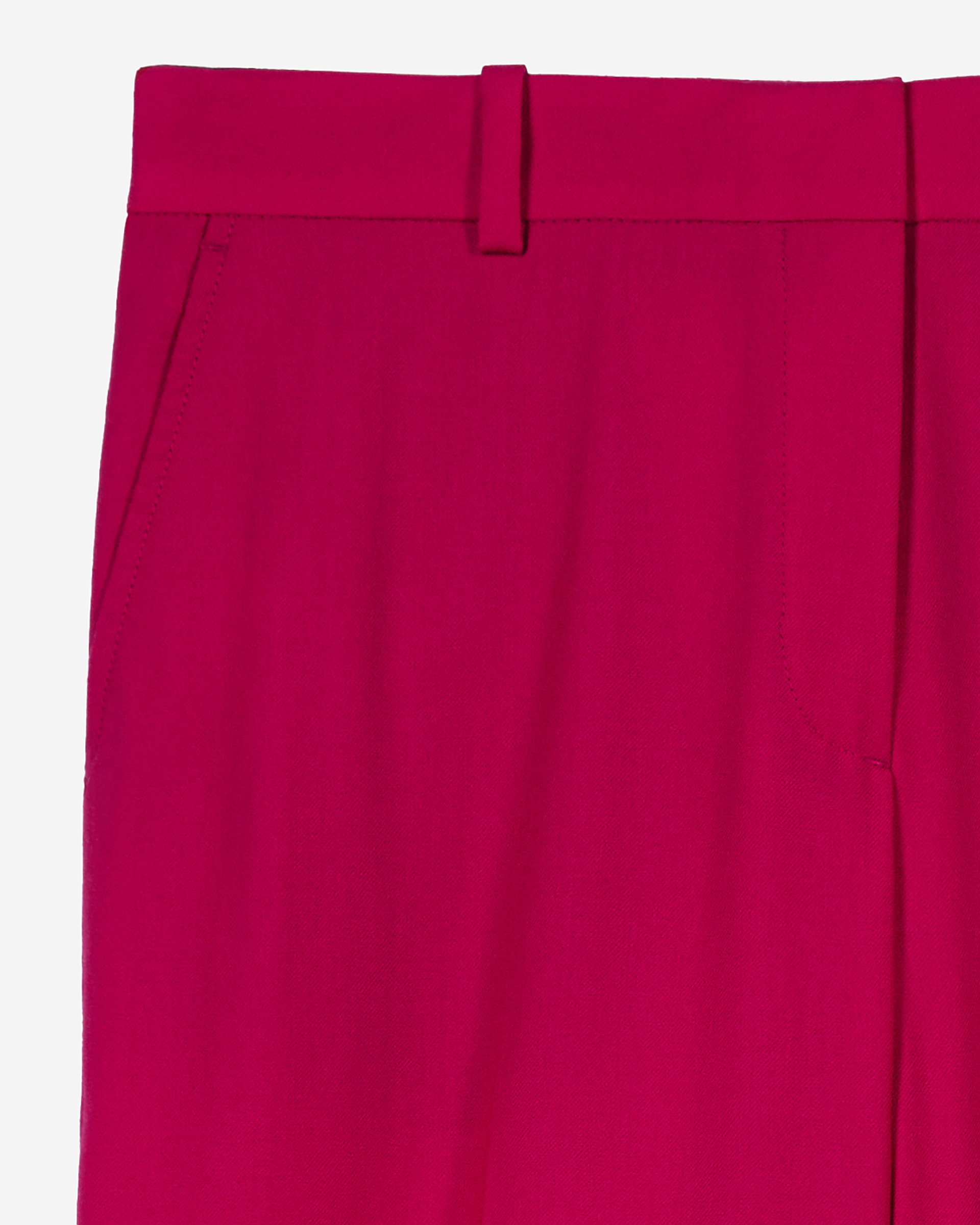 Red wool suit trousers