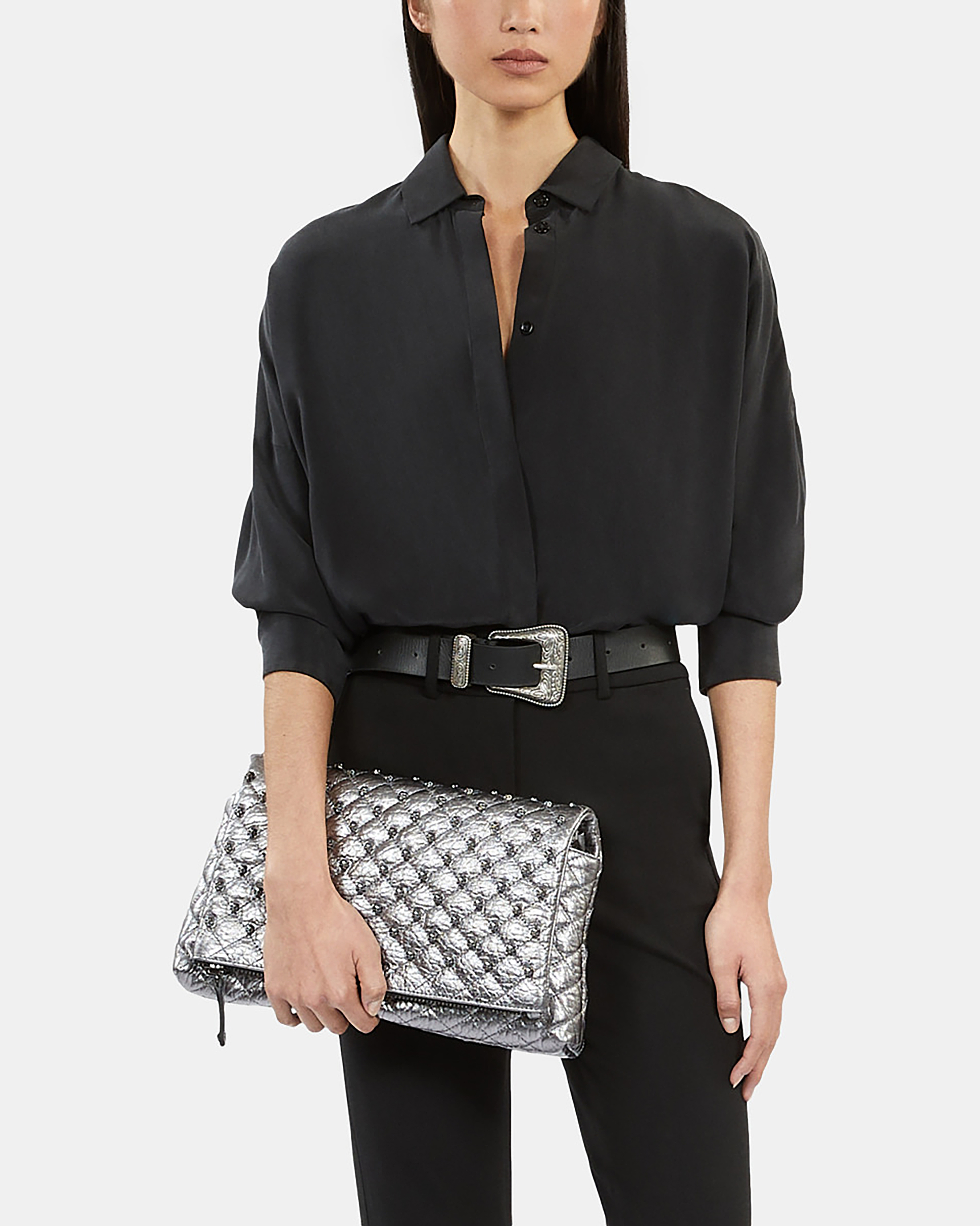 Straight black suit trousers with grosgrain
