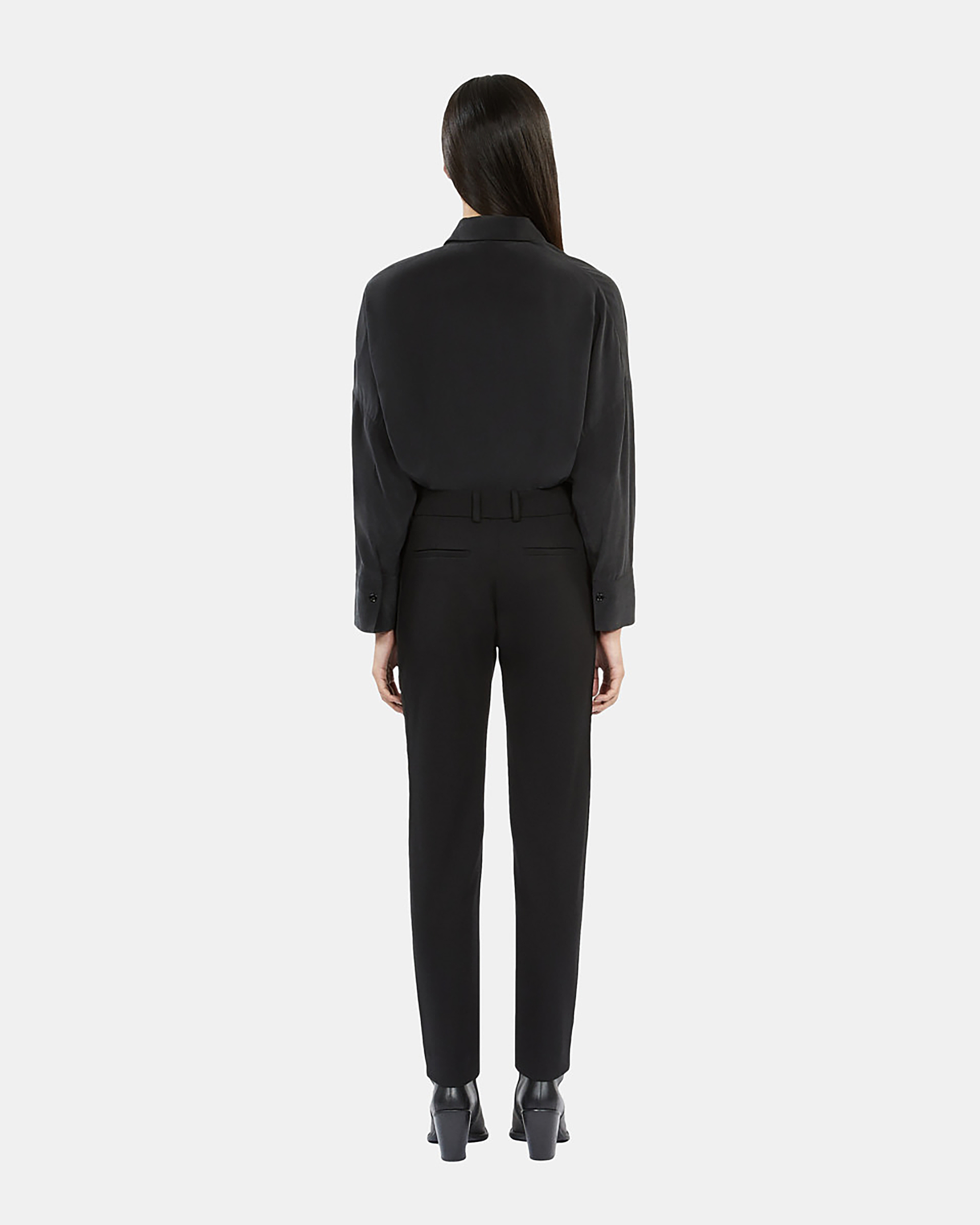 Straight black suit trousers with grosgrain