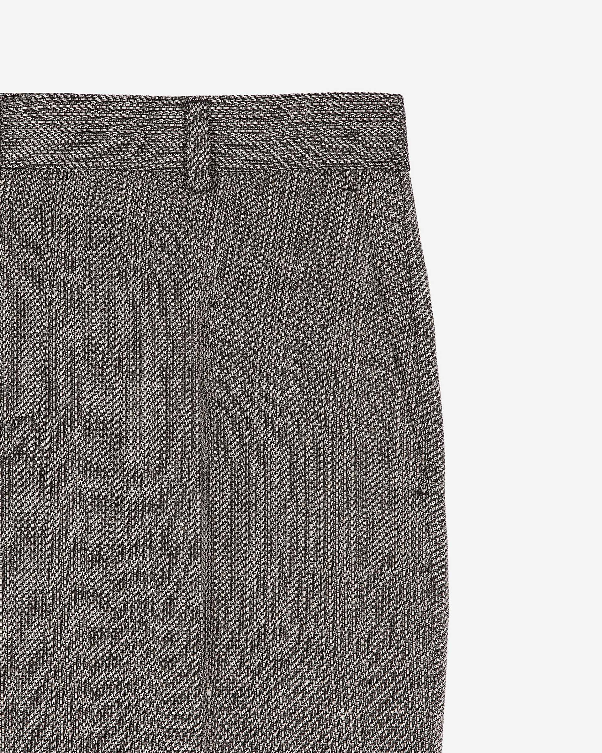 Grey wool and linen straight-leg tailored pants