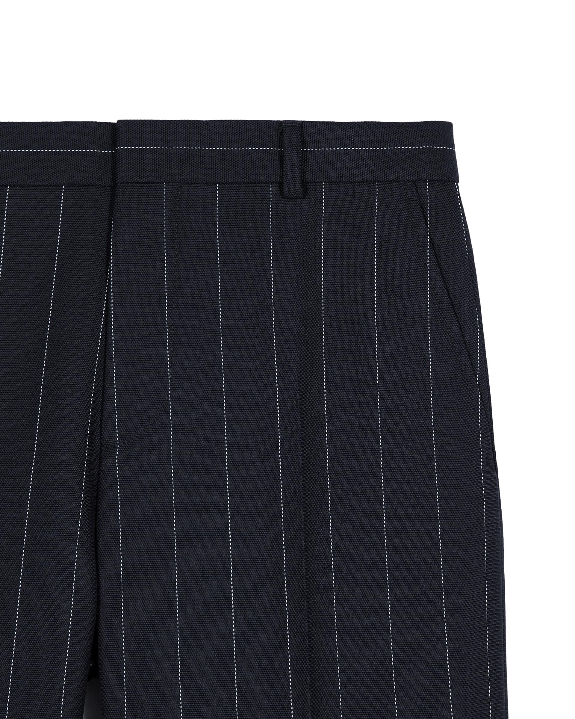 Straight-leg wool blend tennis stripe tailored pants