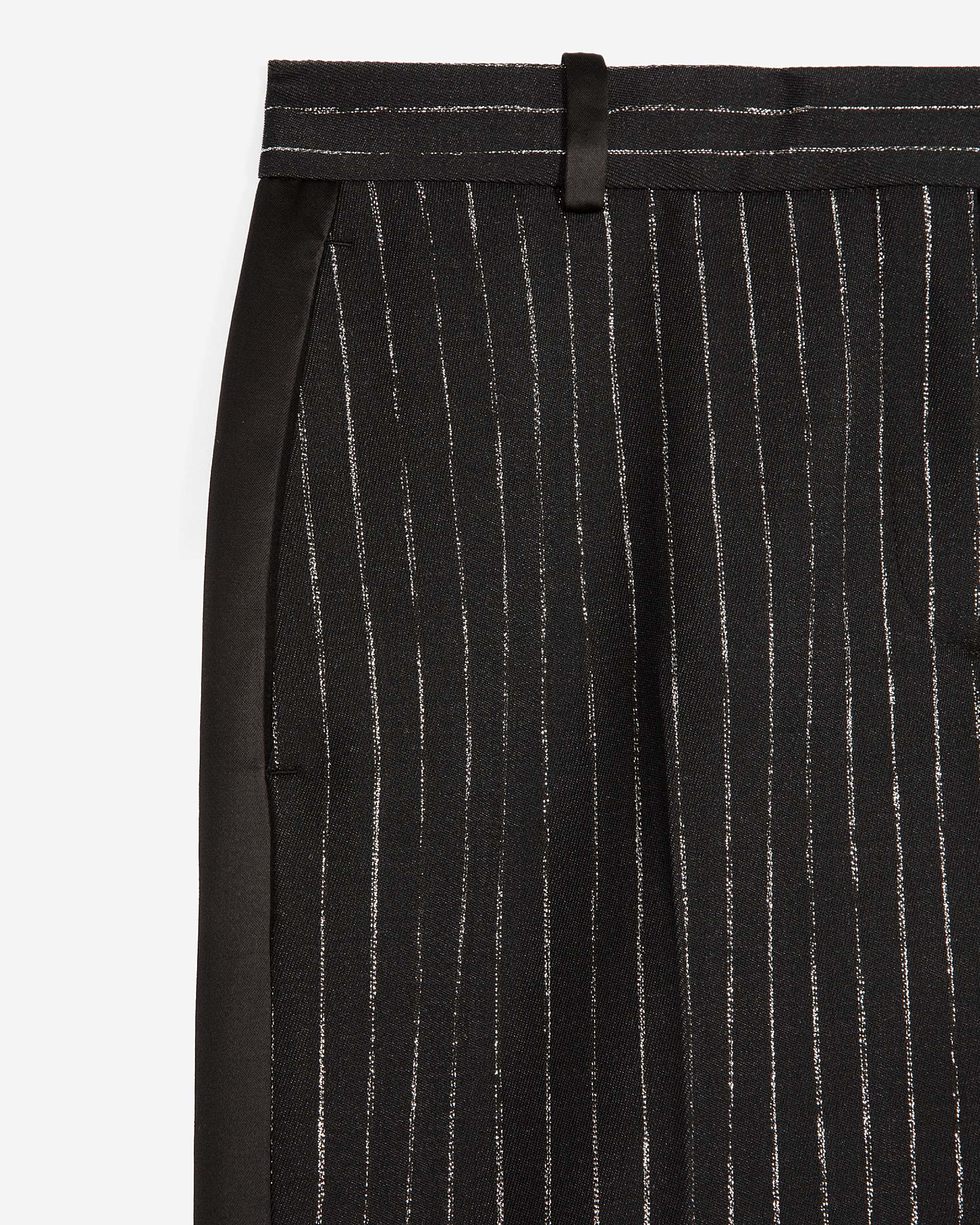 Black striped straight-leg pants