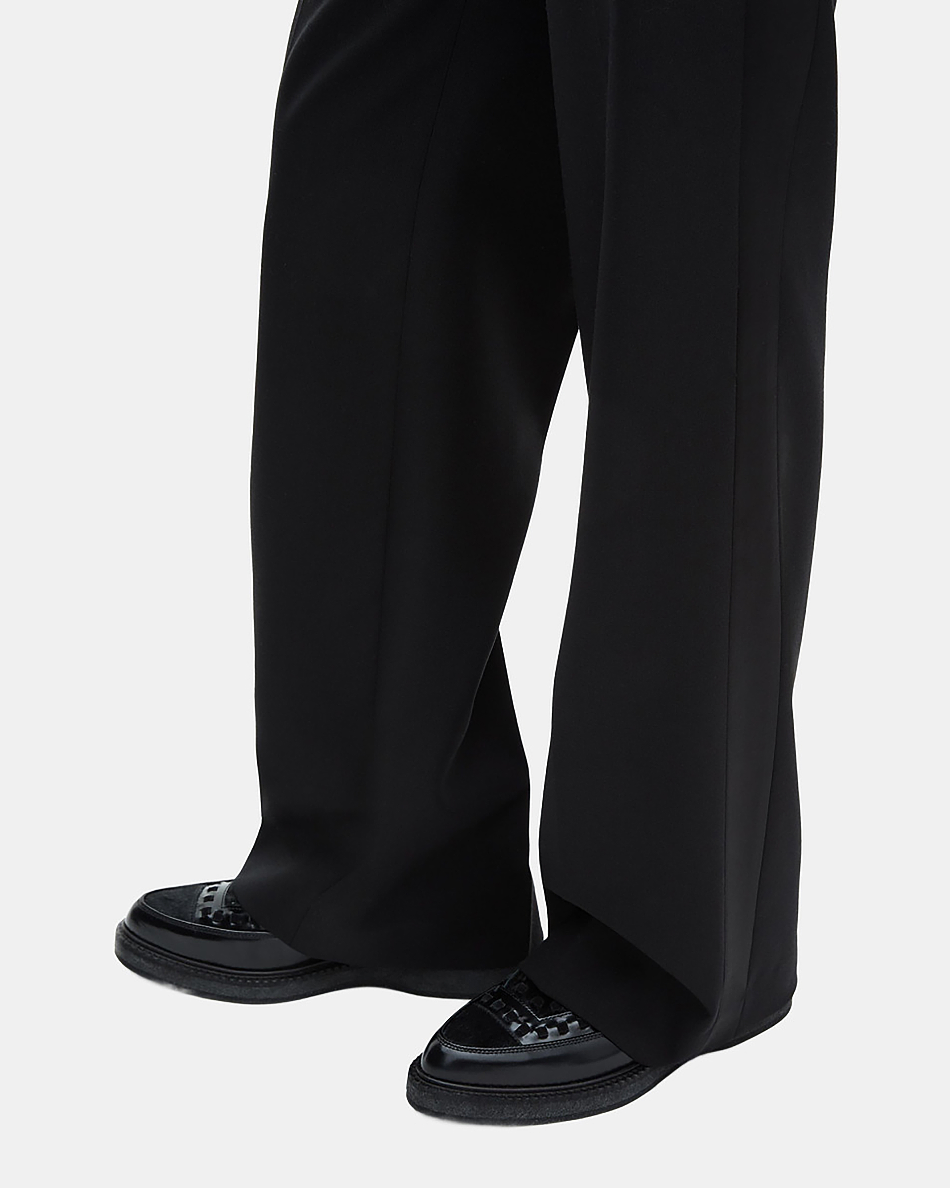 Black wide-leg tuxedo pants