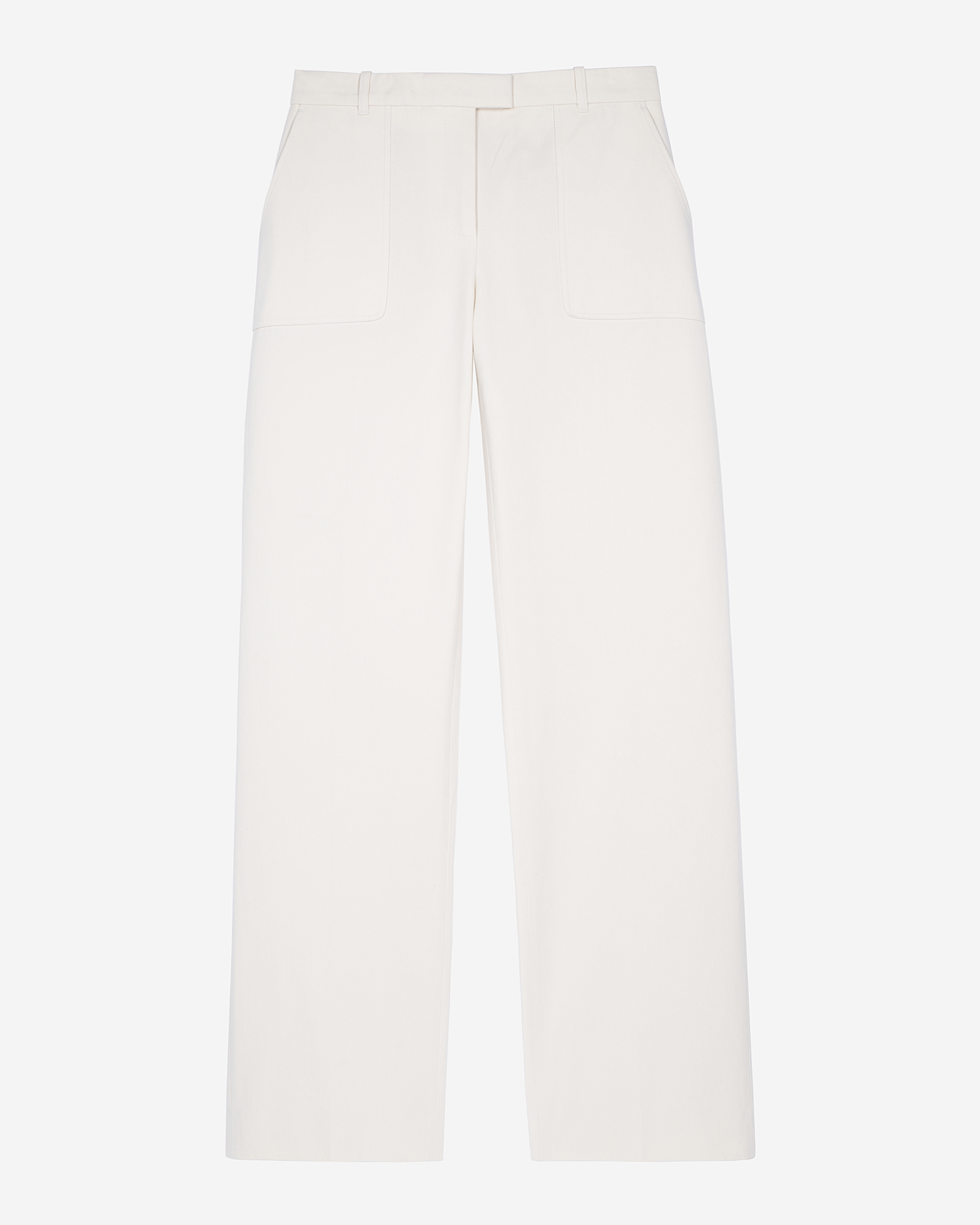 Ecru cotton wide-leg pants