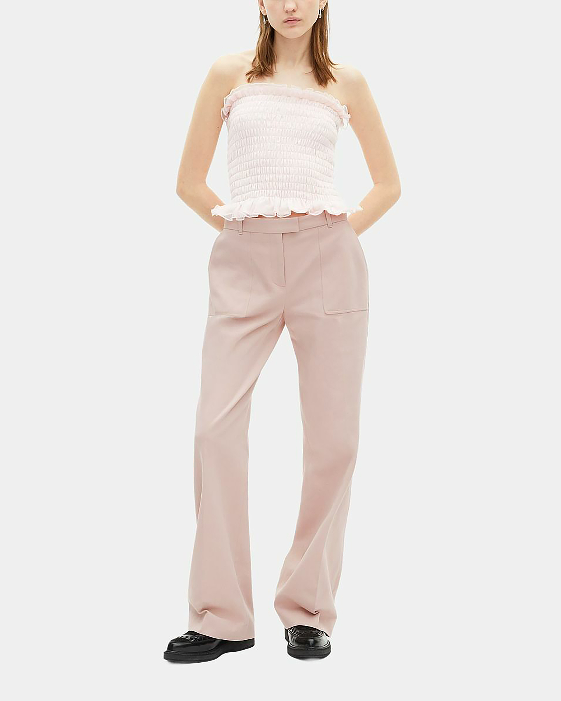 Light pink wide-leg pants