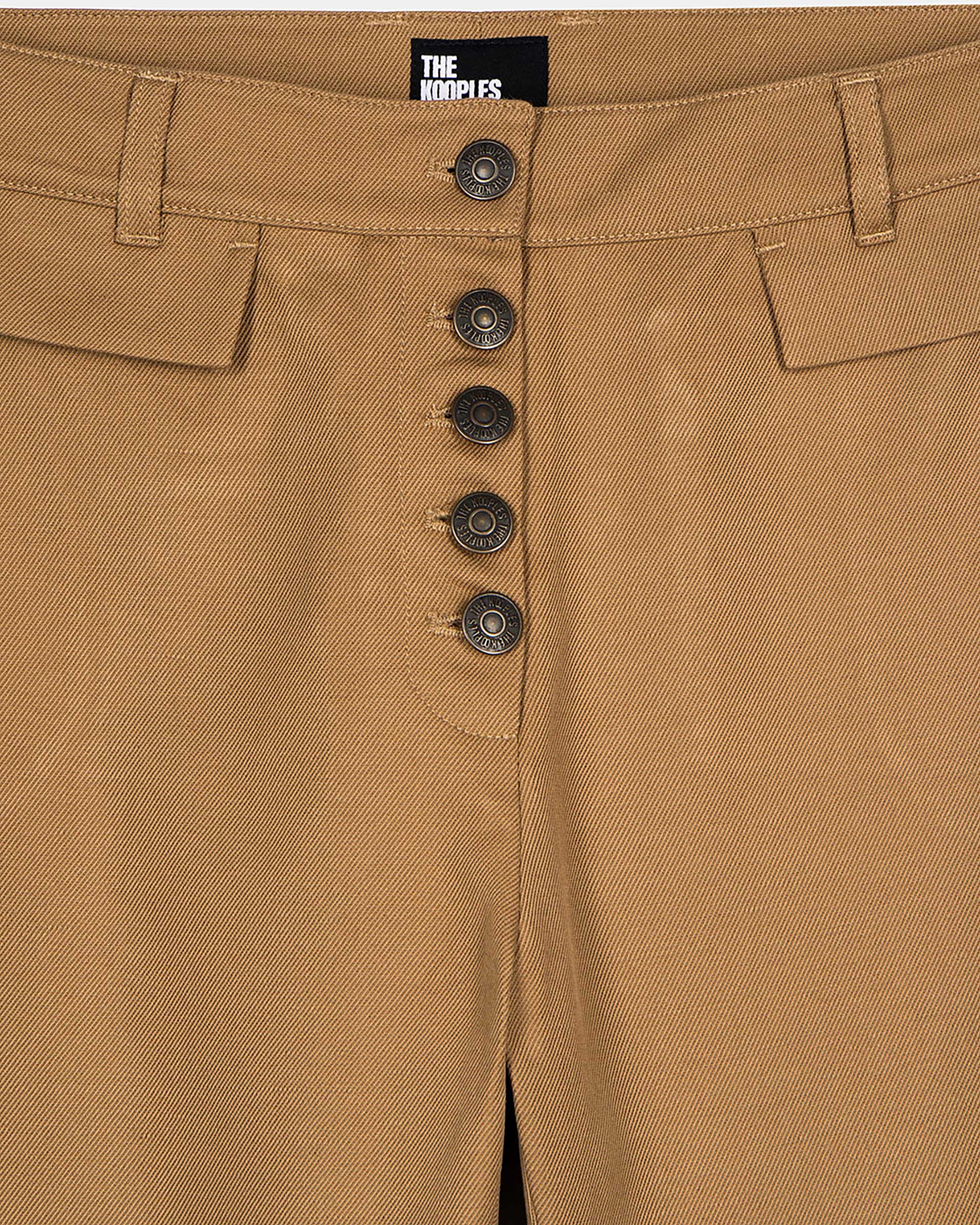 Flare pants in beige cotton and linen