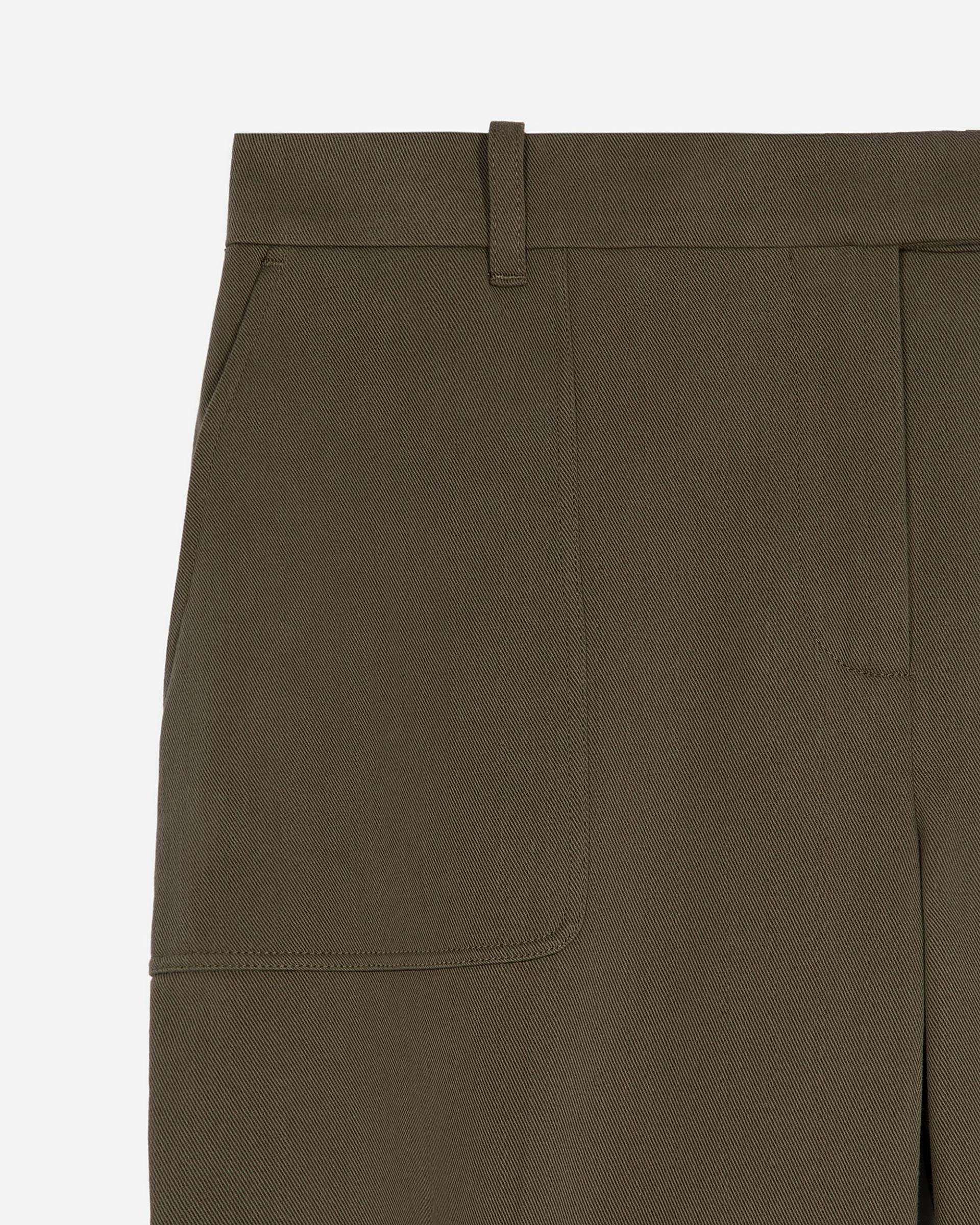 Khaki cotton wide-leg pants