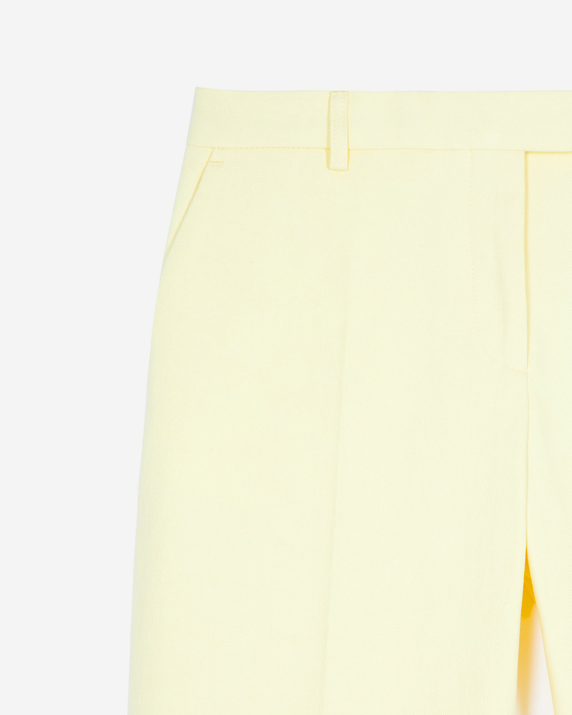 Wide-leg suit pants in yellow cotton