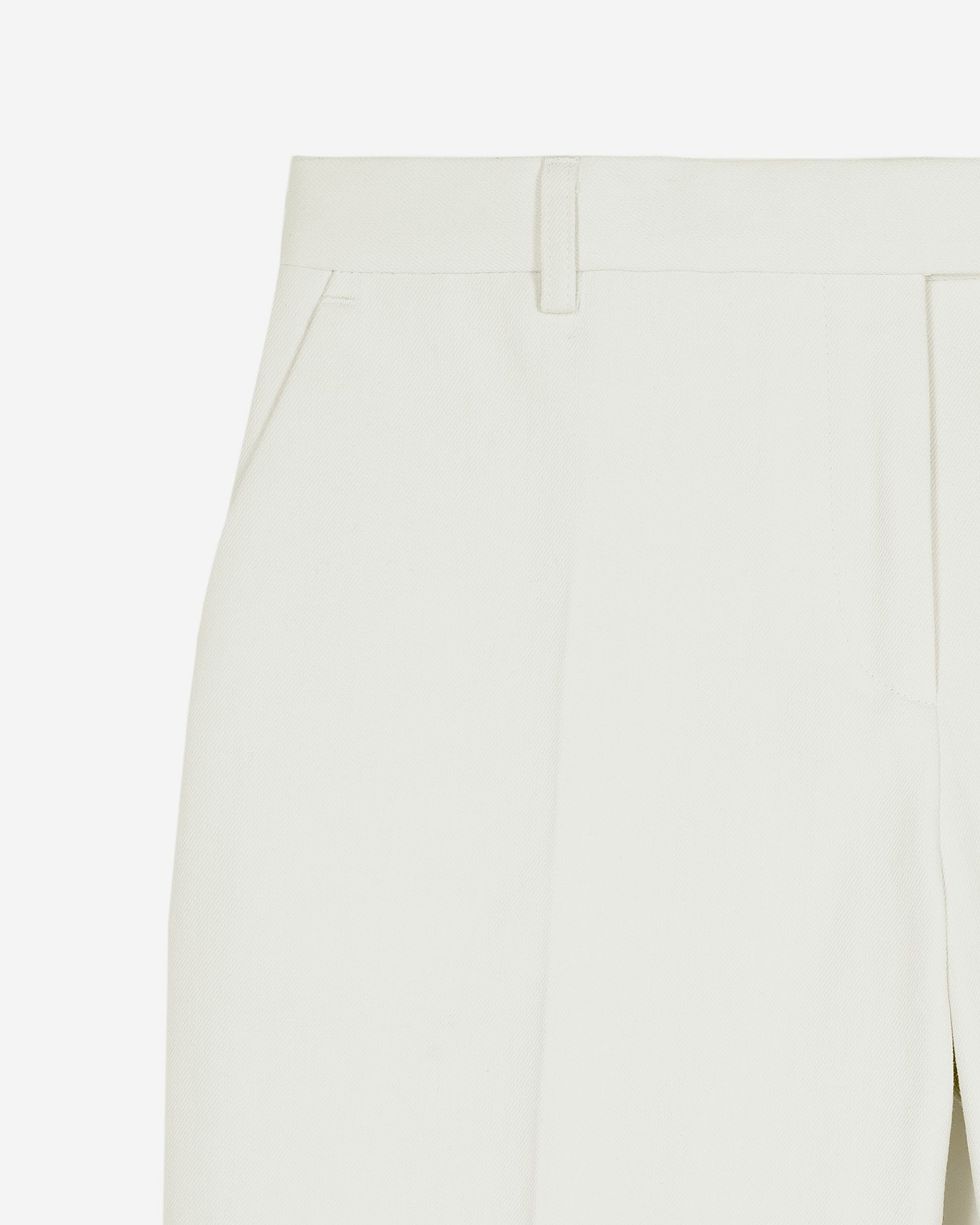 Ecru cotton wide-leg suit pants