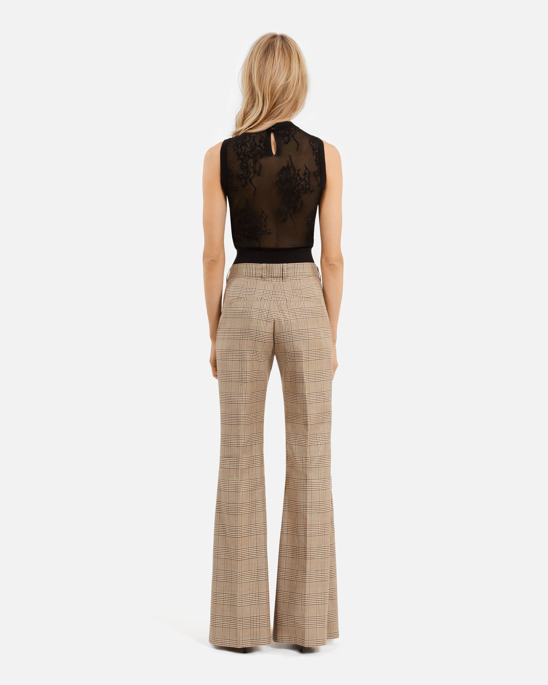 Prince of Wales wool flare pants