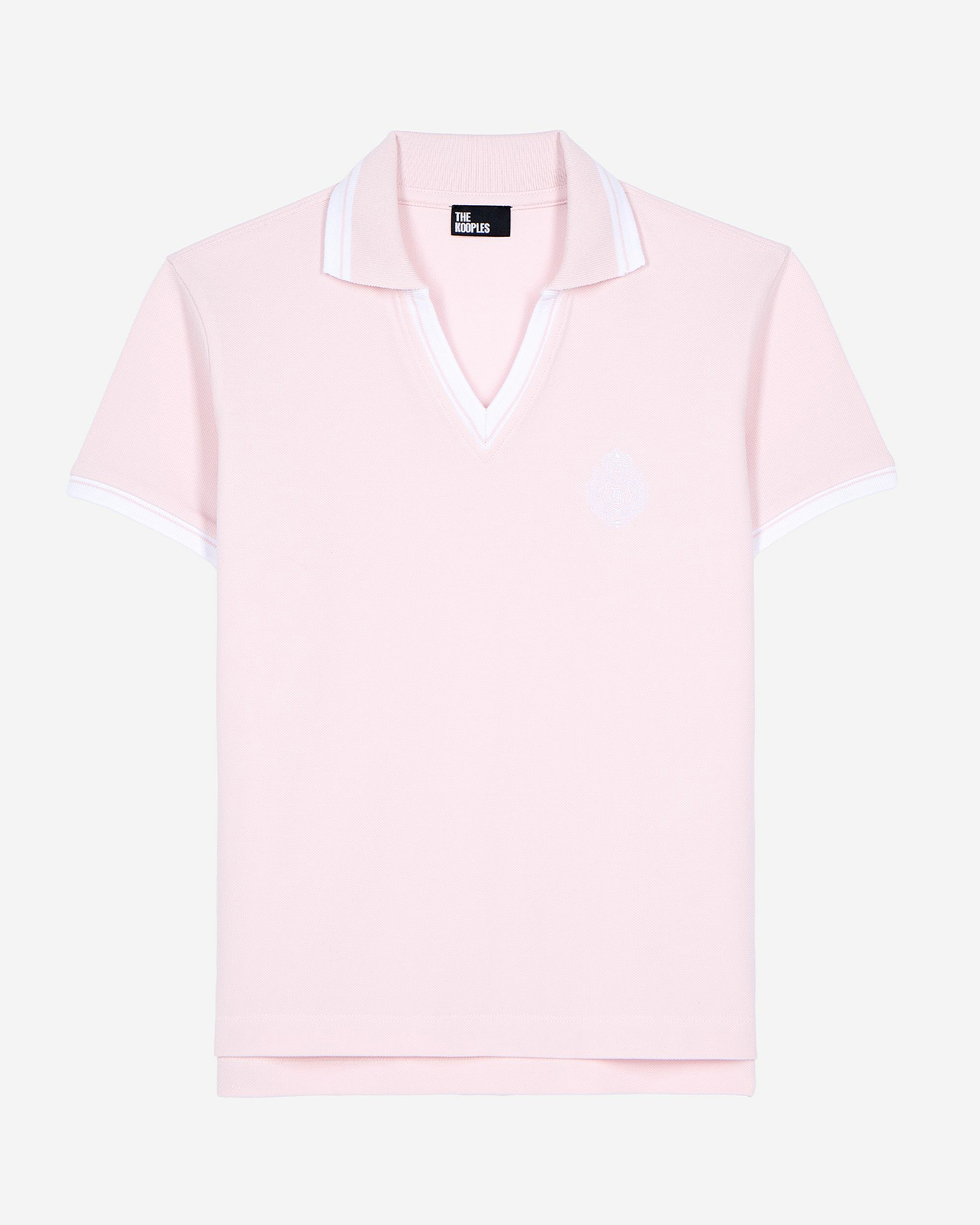 Pale pink V-neck polo shirt