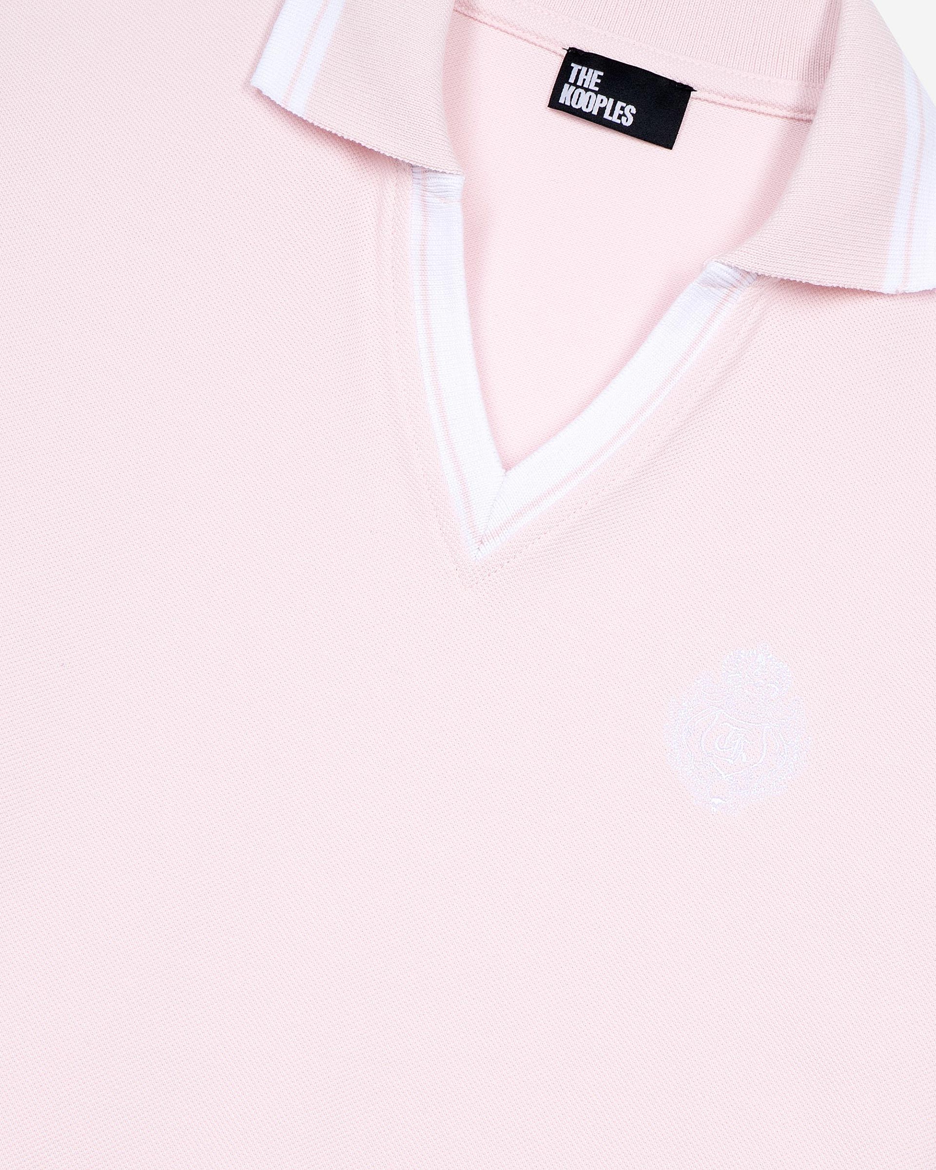 Pale pink V-neck polo shirt