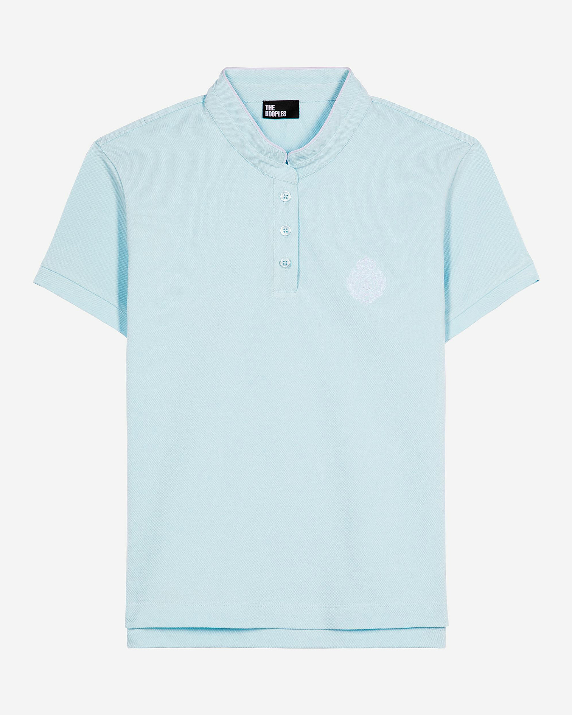 Light blue mandarin collar polo shirt