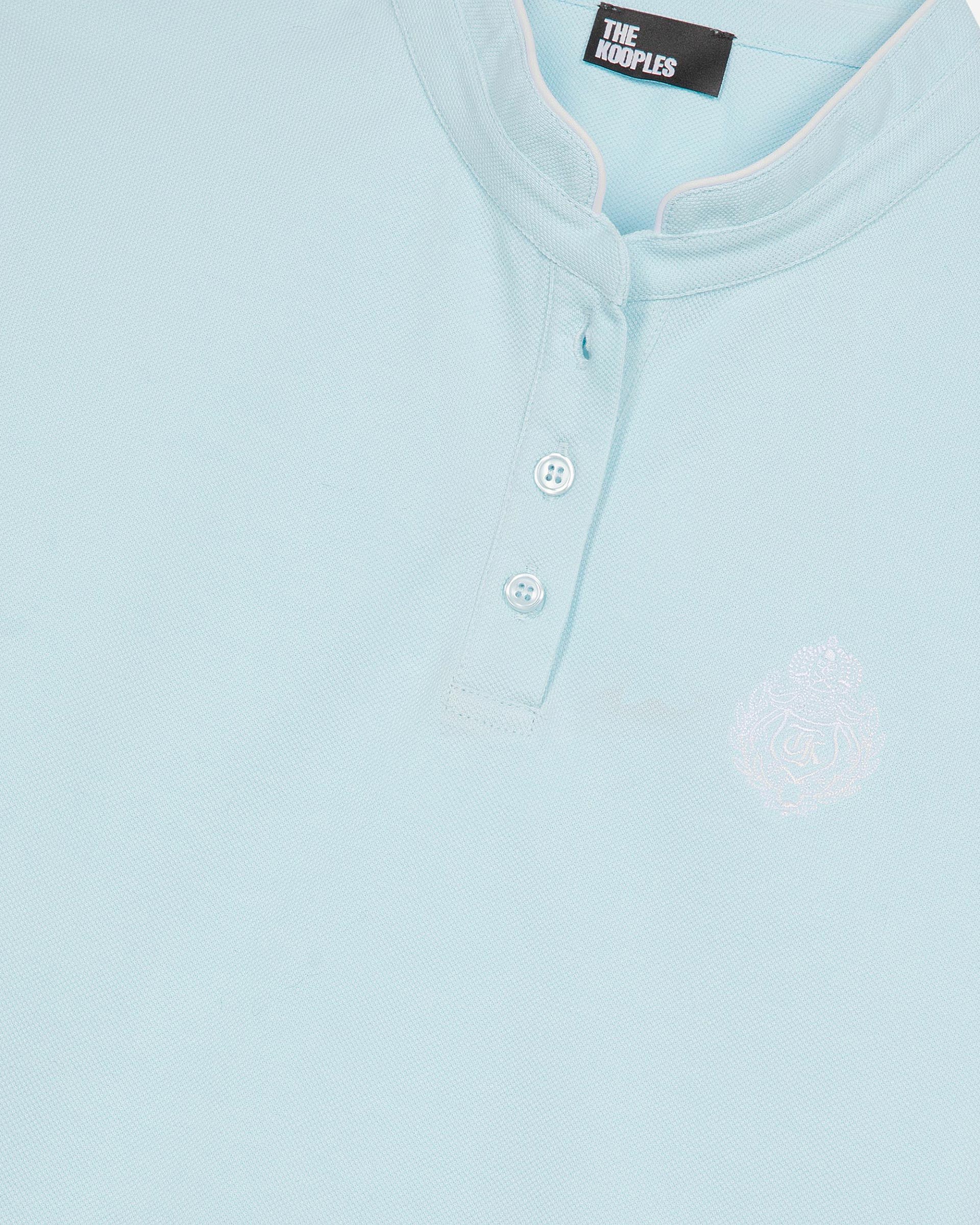 Light blue mandarin collar polo shirt