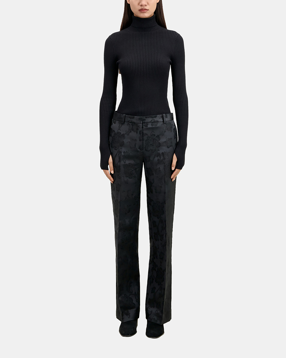 Black floral suit trousers