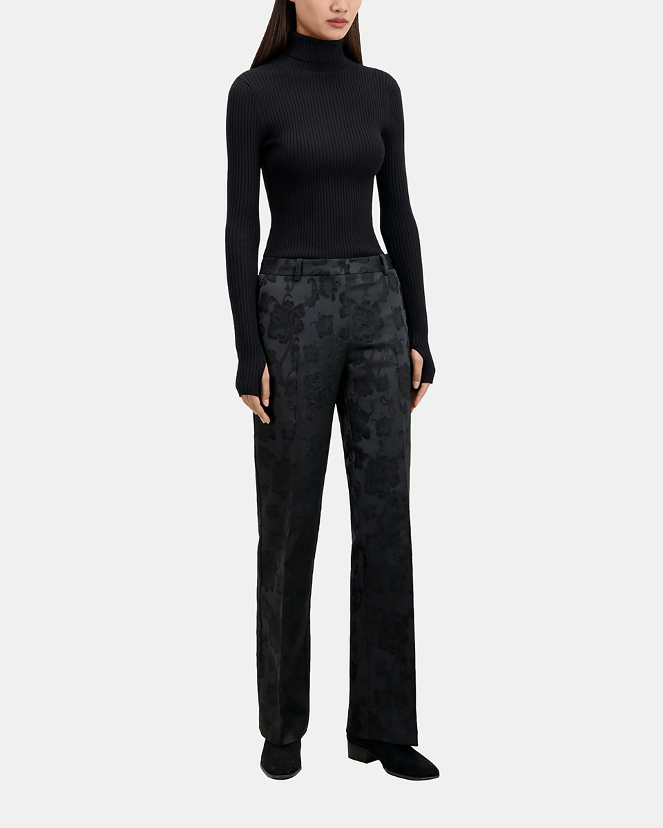Black floral suit trousers