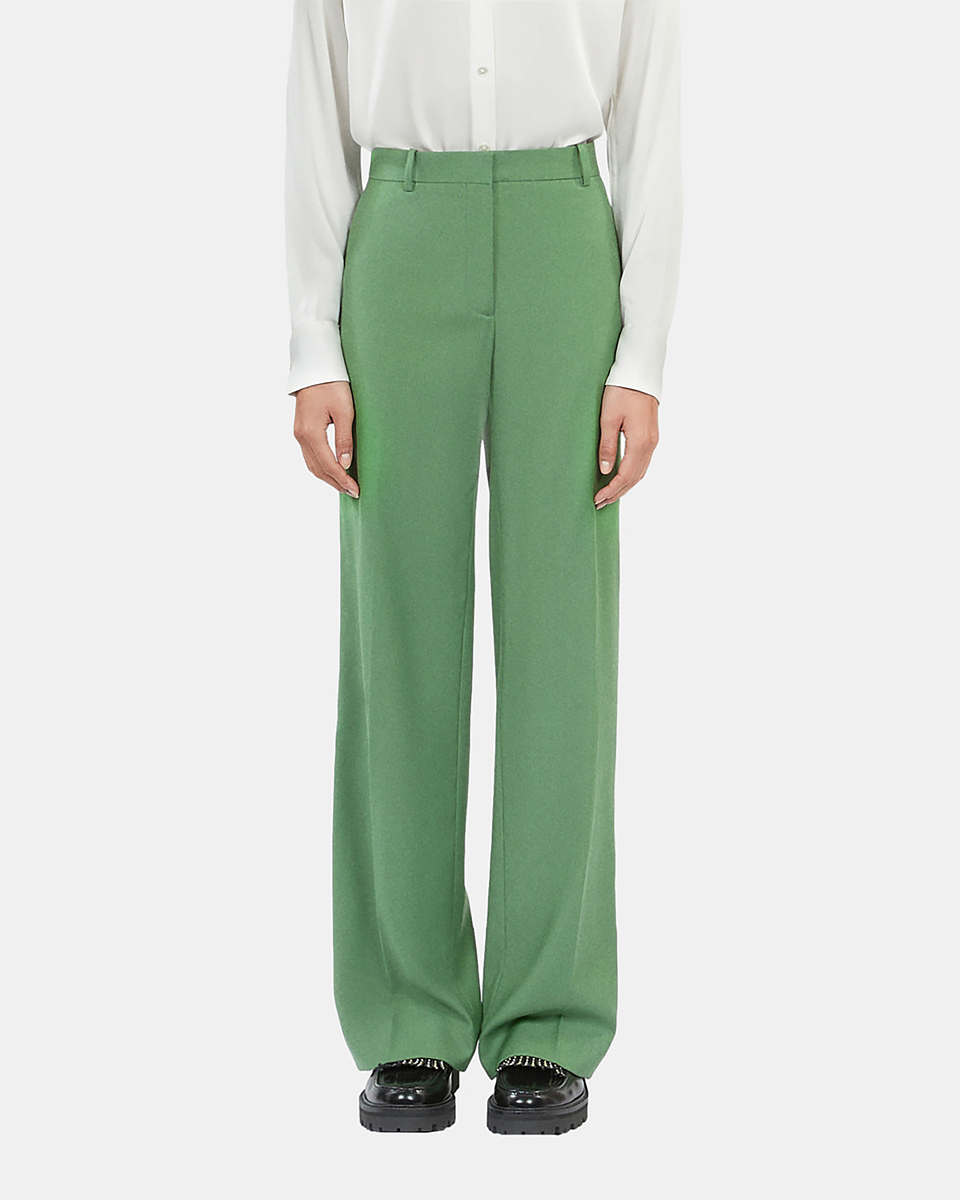 Green wool suit trousers