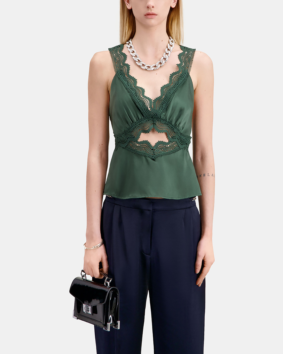 Navy blue trousers with chains