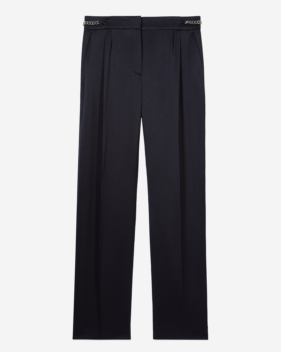 Navy blue trousers with chains