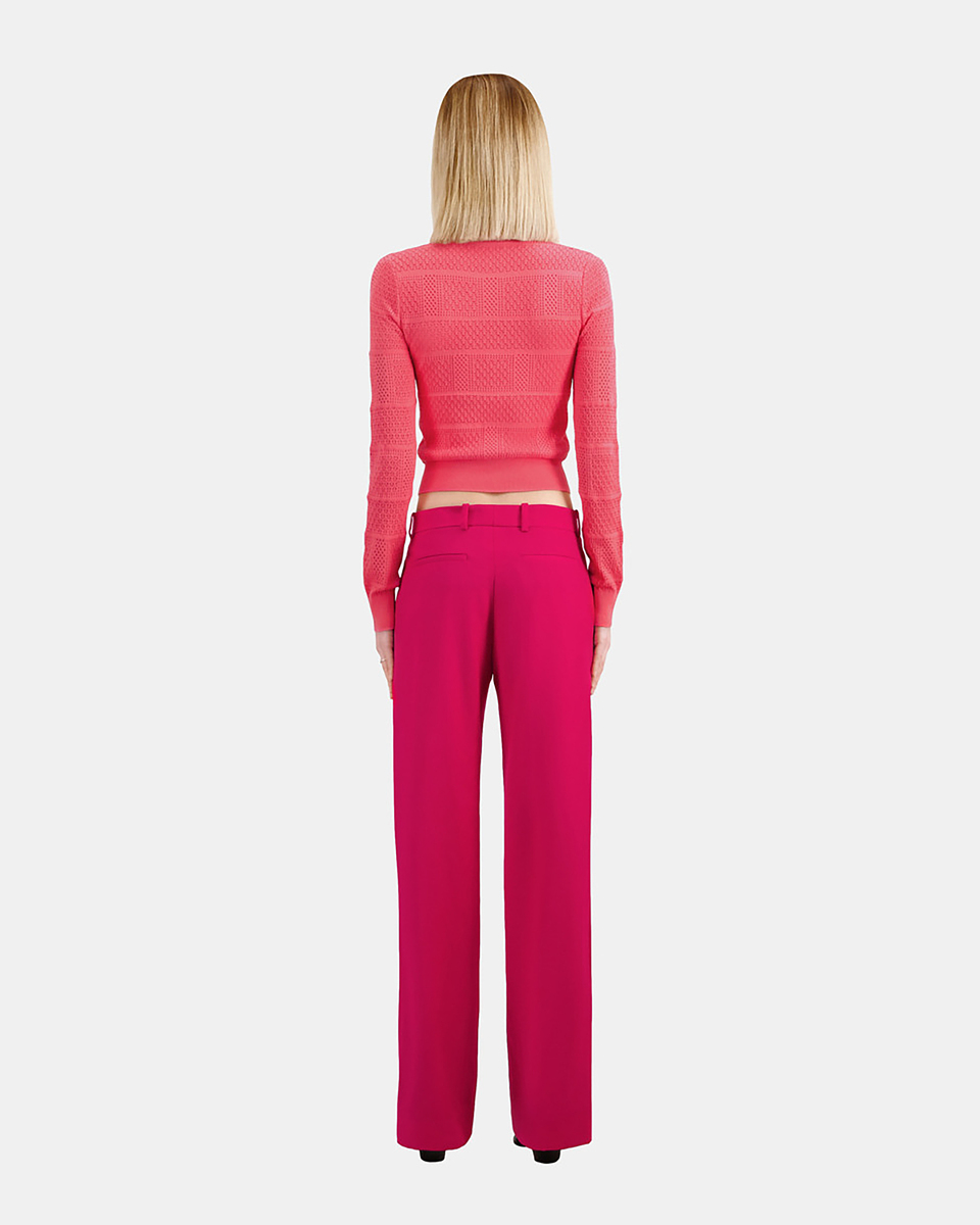 Red wool suit trousers