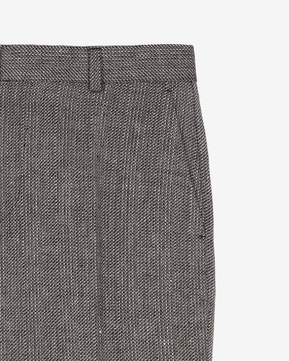 Grey wool and linen straight-leg tailored pants