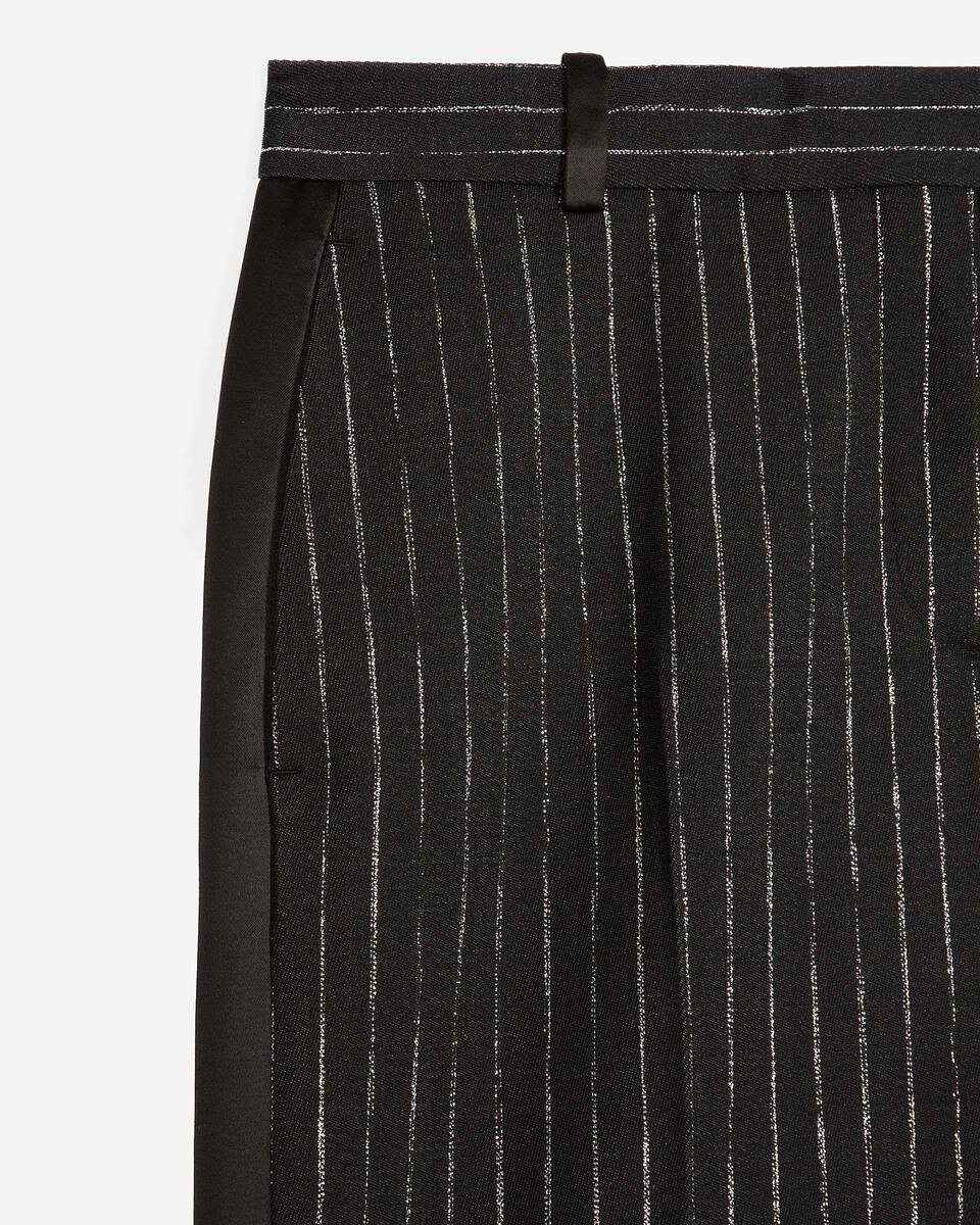 Black striped straight-leg pants