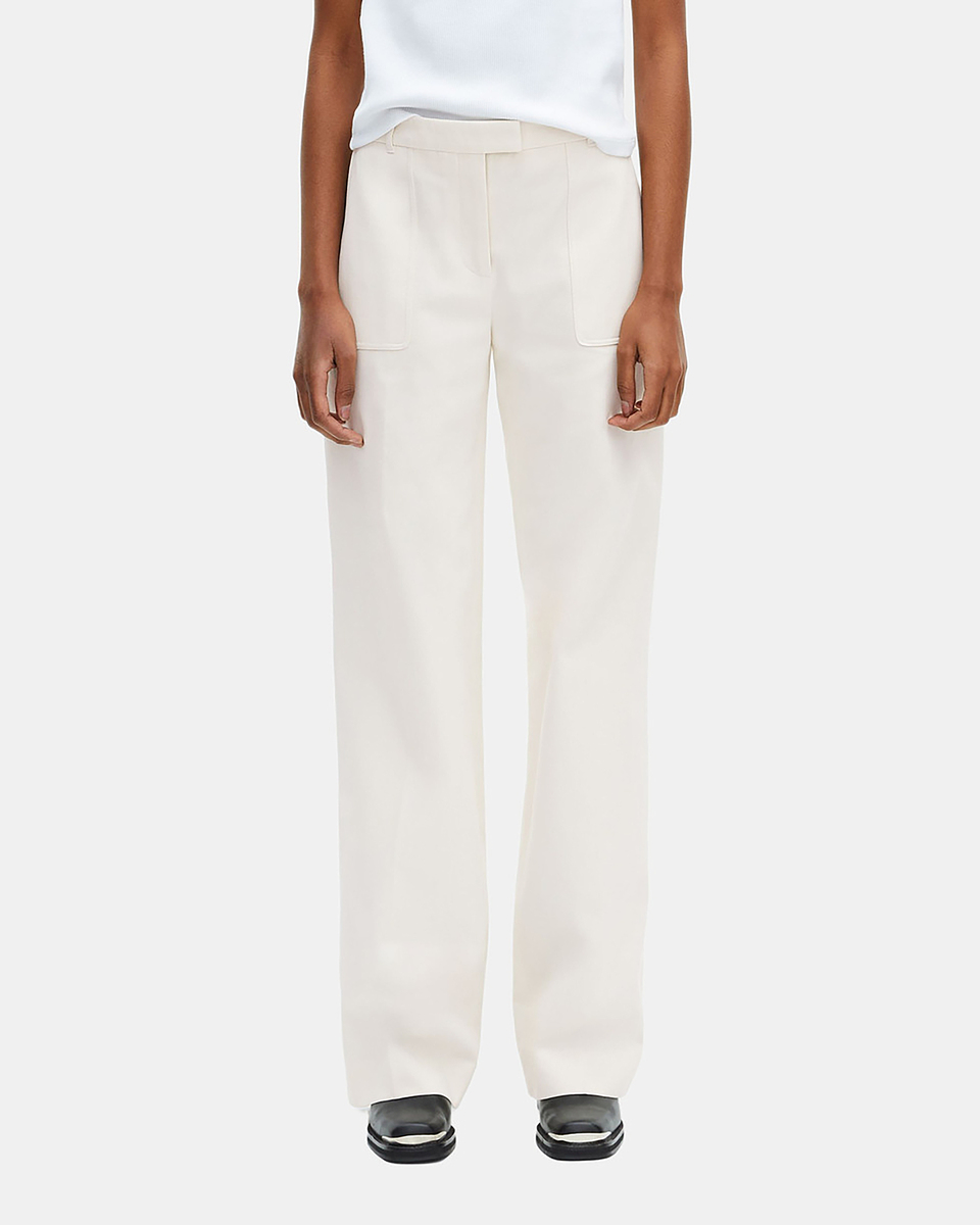 Ecru cotton wide-leg pants