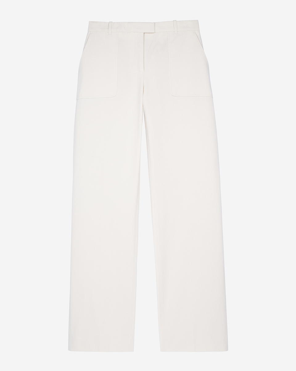 Ecru cotton wide-leg pants