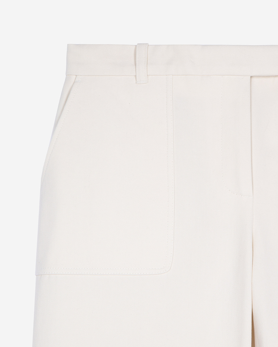 Ecru cotton wide-leg pants