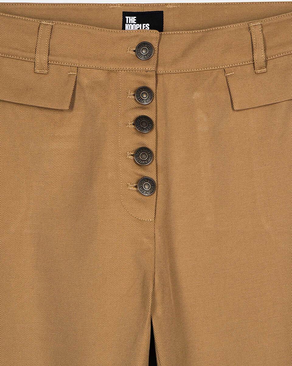 Flare pants in beige cotton and linen