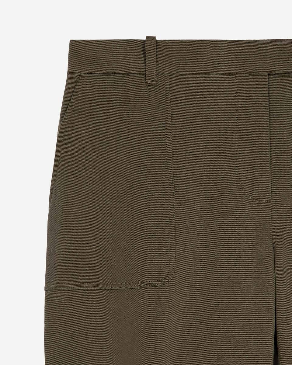 Khaki cotton wide-leg pants