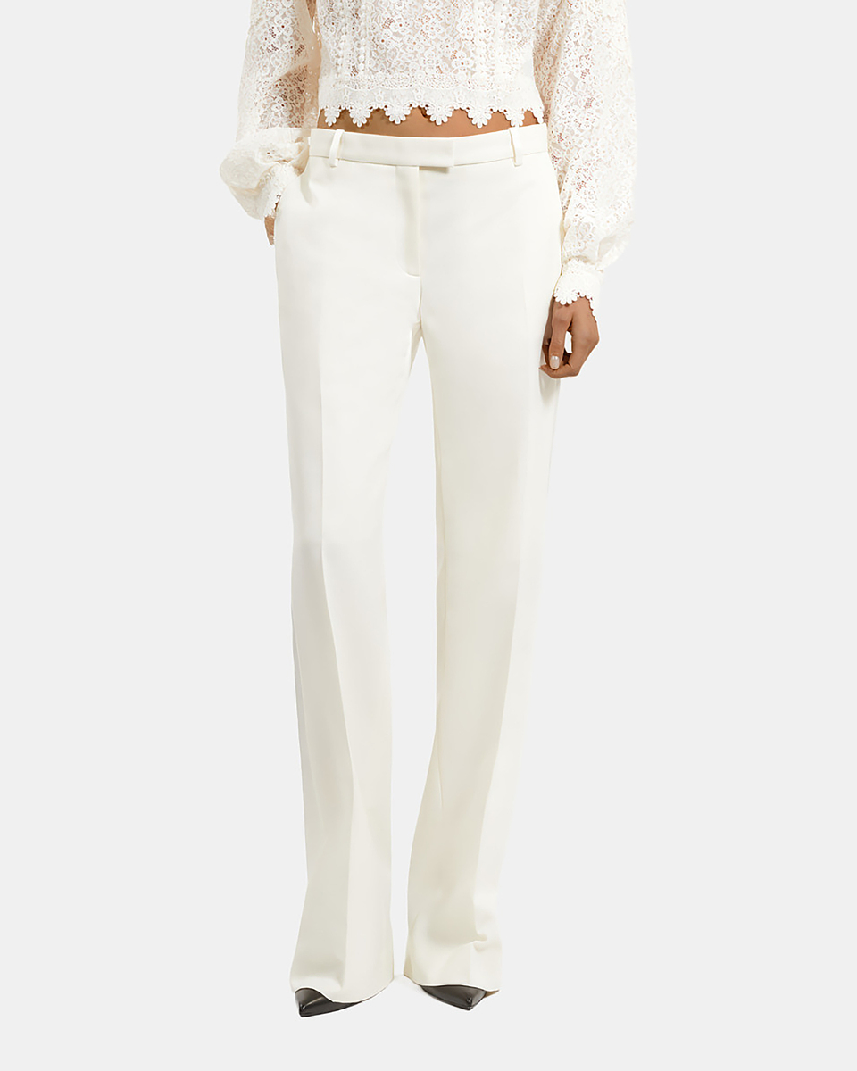 Ecru wide-leg tuxedo pants