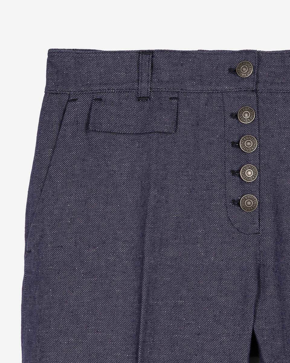 Blue cotton and linen flare pants