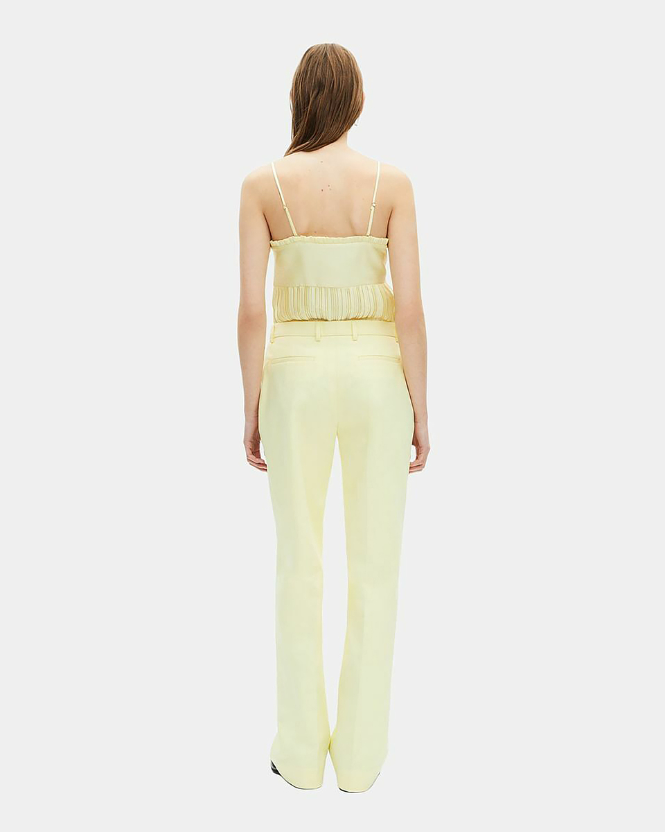 Wide-leg suit pants in yellow cotton
