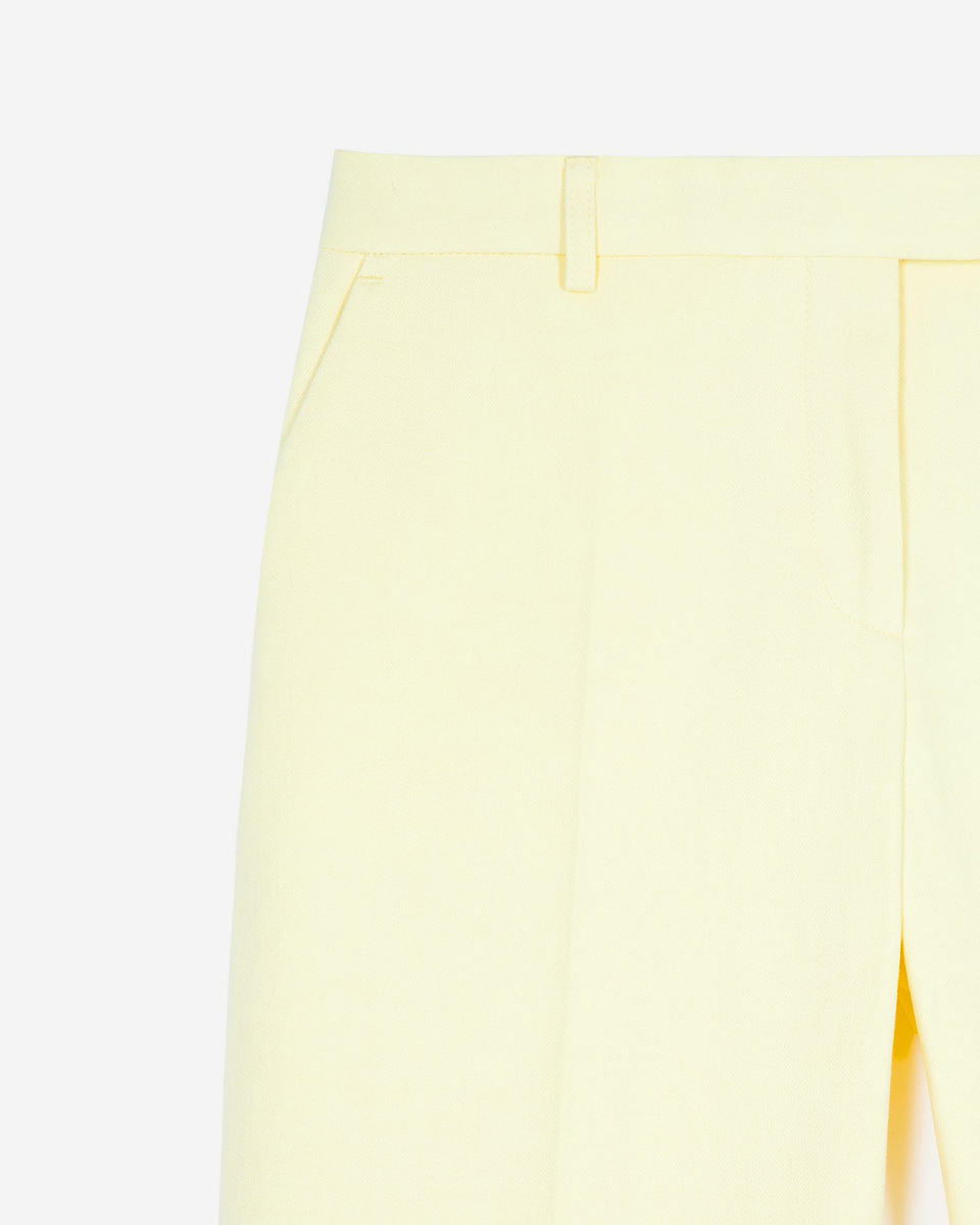 Wide-leg suit pants in yellow cotton