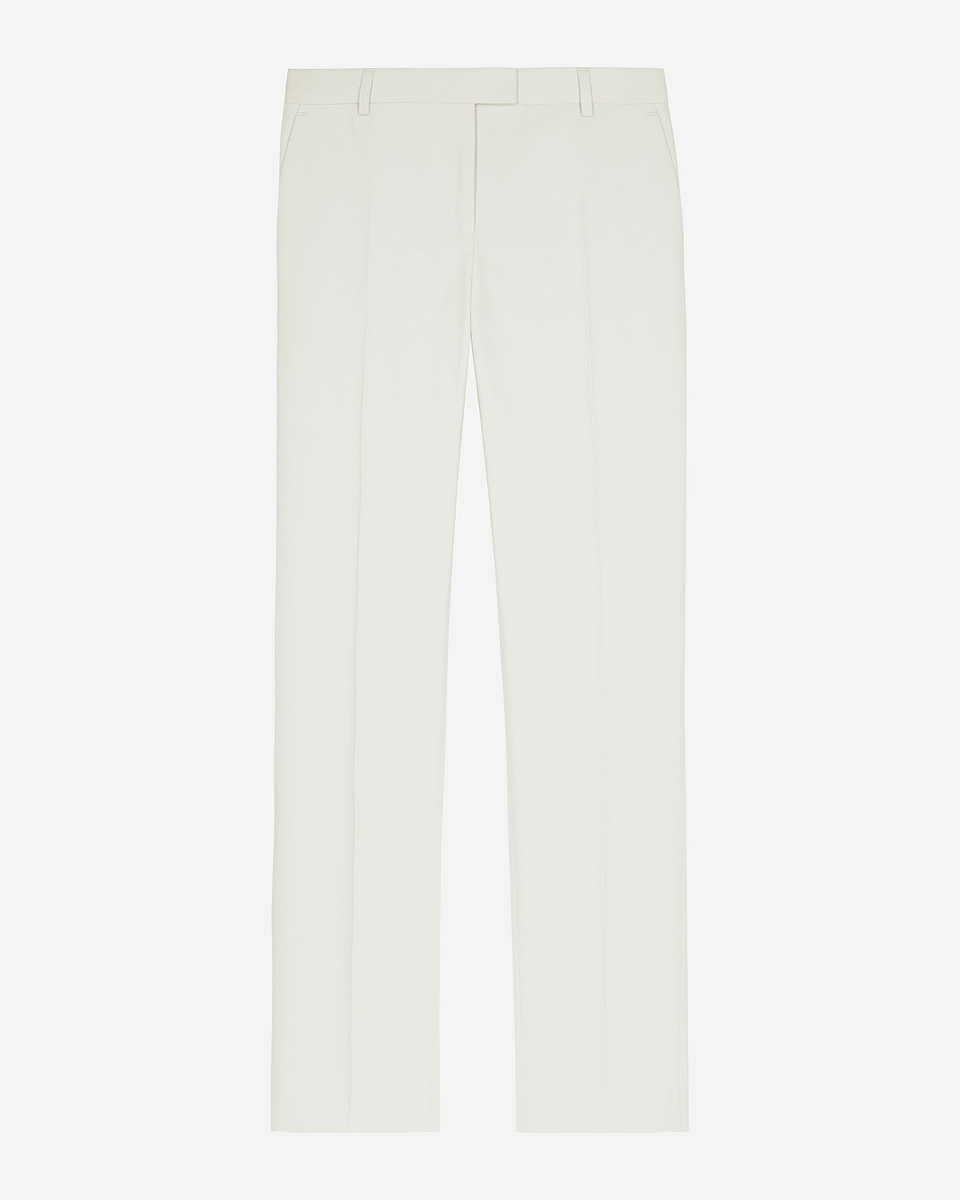 Ecru cotton wide-leg suit pants