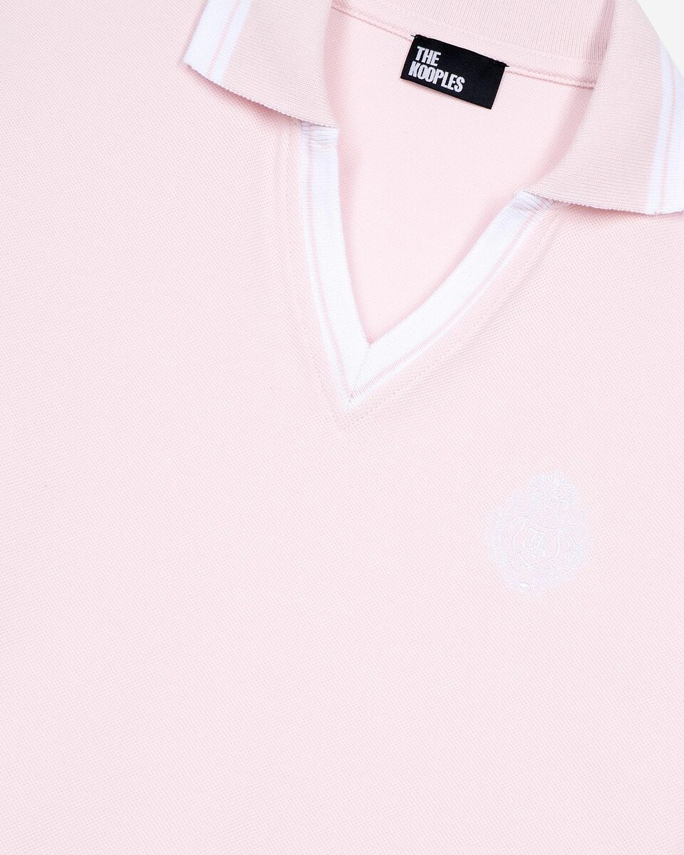Pale pink V-neck polo shirt