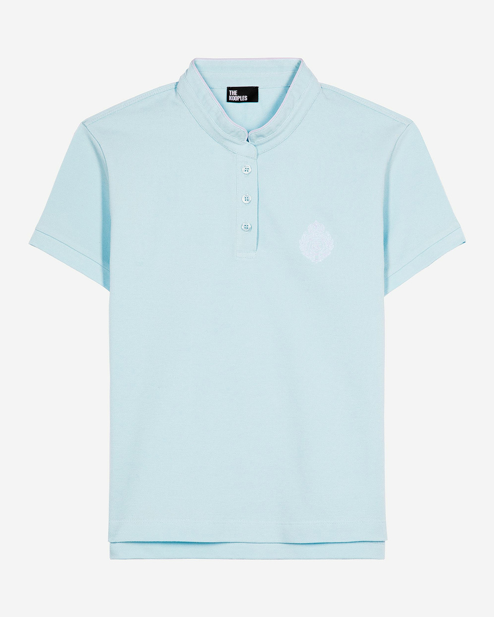 Light blue mandarin collar polo shirt