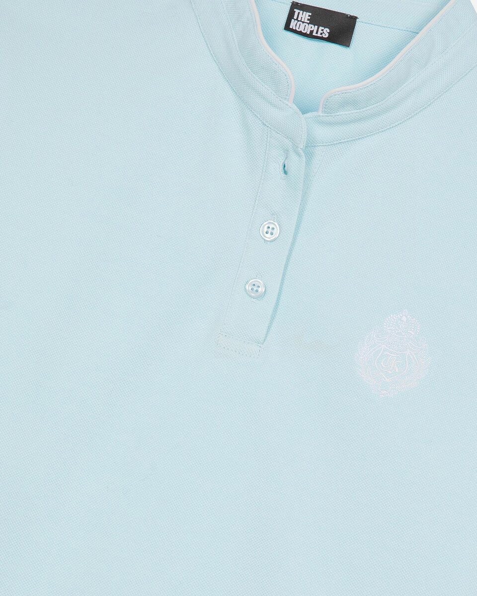 Light blue mandarin collar polo shirt