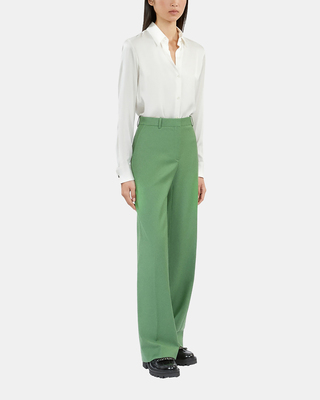 Green wool suit trousers