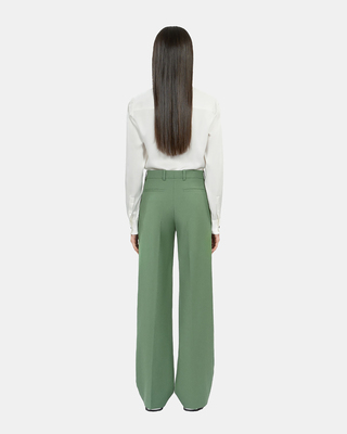 Green wool suit trousers