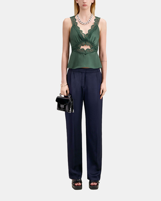 Navy blue trousers with chains
