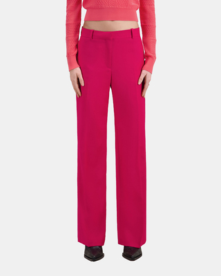 Red wool suit trousers
