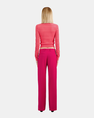 Red wool suit trousers