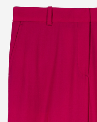 Red wool suit trousers