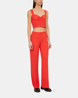 Red crepe suit trousers